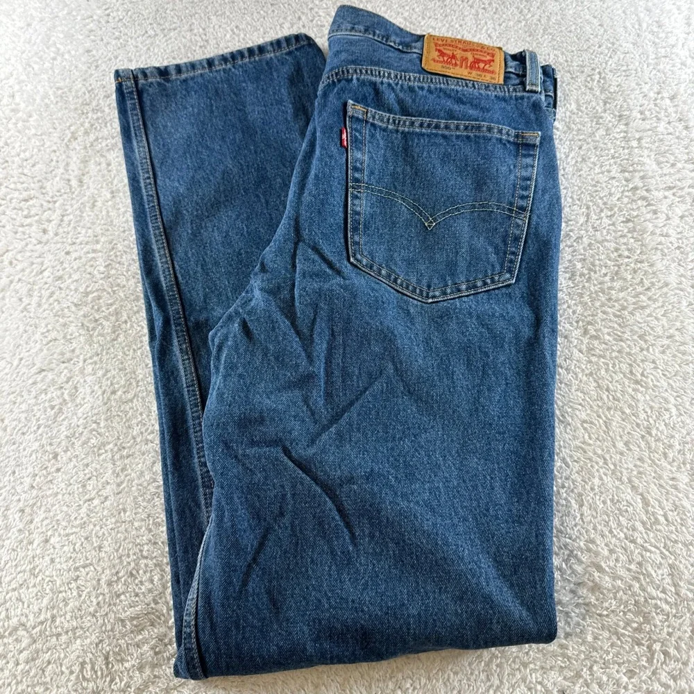 Levis 550 Relaxed Fit Straight Mens Tag 36x36 Western Medium Blue Denim Clean